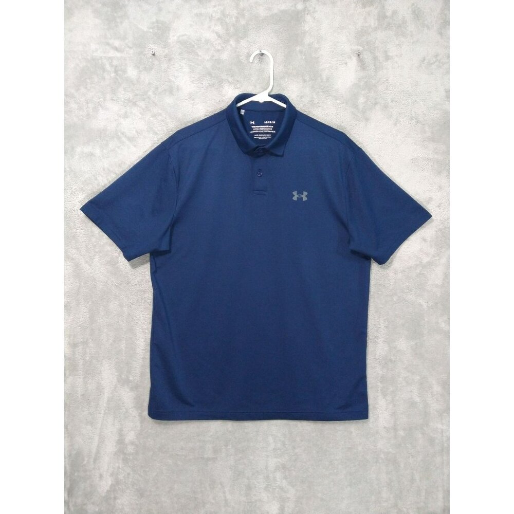Under Armour Shirt Mens Large Blue Tech Tee Matchplay Polo Short Sleeve Loose
